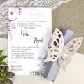 Invitatie nunta tip papirus cu fluture cod 39619