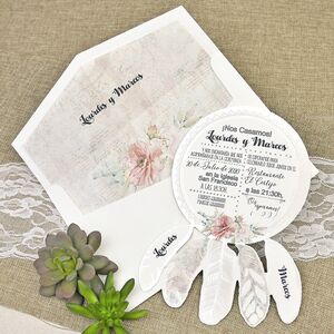 Invitatie nunta "dreamcatcher" cu elemente florale cod 39633
