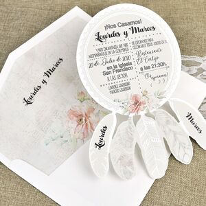 Invitatie nunta "dreamcatcher" cu elemente florale cod 39633