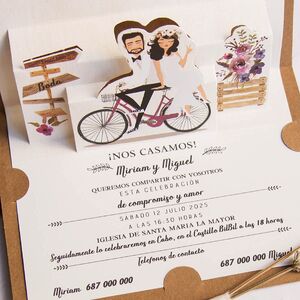 Invitatie nunta 3d bicicleta cod 39829