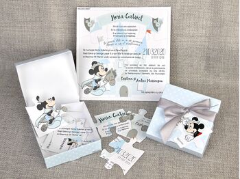 Invitatie botez cutiuta puzzle cu Mickey cod 15707