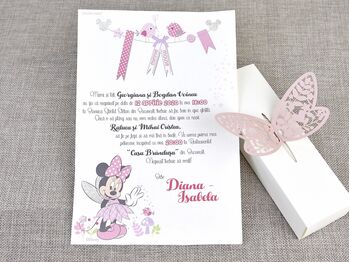 Invitatie botez Minnie fluturas cod 15708