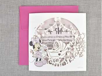 Invitatie botez eleganta Minnie cod 15709