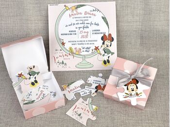 Invitatie botez cutiuta puzzle cu Minnie cod 15711