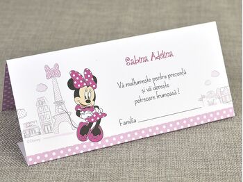 Card de masa/plic de bani botez 'Minnie la Paris' cod 5728