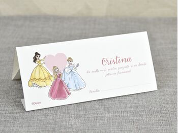 Card de masa/plic de bani botez 'printesele Disney in caleasca' cod 5730