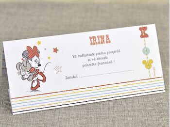 Card de masa/plic de bani botez 'Minnie bomboana' cod 7720