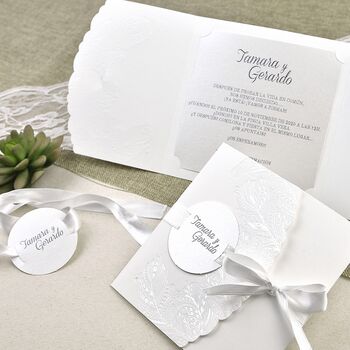 Invitatie nunta de culoare alba cod 39635